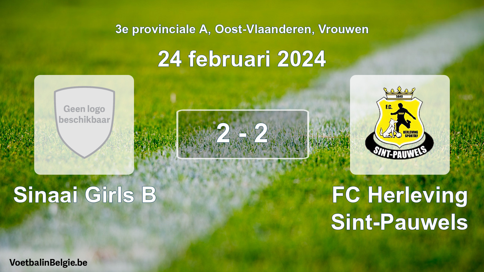 Gespeelde wedstrijd vrouwenvoetbal: Sinaai Girls B - FC Herleving Sint-Pauwels 2 - 2 (24 februari 2024)