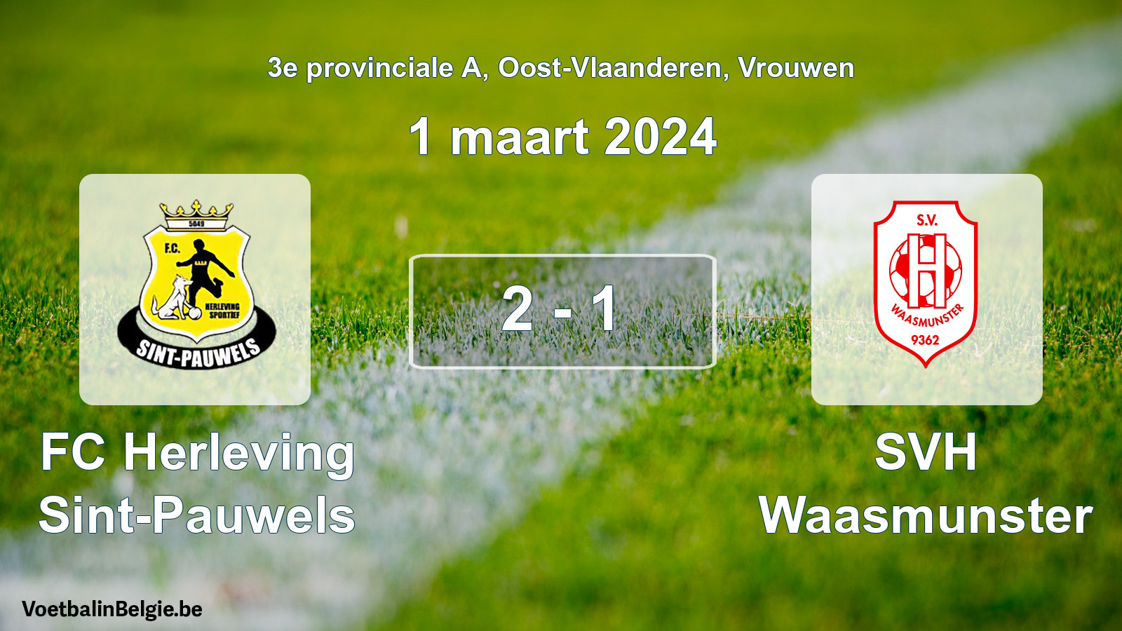 Gespeelde wedstrijd vrouwenvoetbal: FC Herleving Sint-Pauwels - SVH Waasmunster 2 - 1 (1 maart 2024)