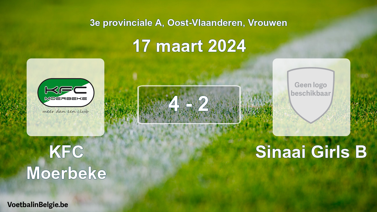 Gespeelde wedstrijd vrouwenvoetbal: KFC Moerbeke - Sinaai Girls B 4 - 2 (17 maart 2024)