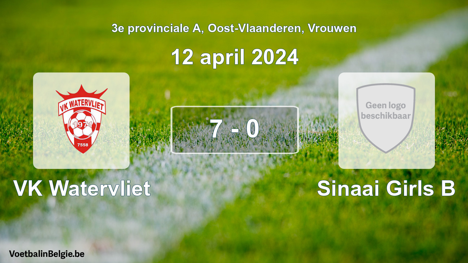 Gespeelde wedstrijd vrouwenvoetbal: VK Watervliet - Sinaai Girls B 7 - 0 (12 april 2024)