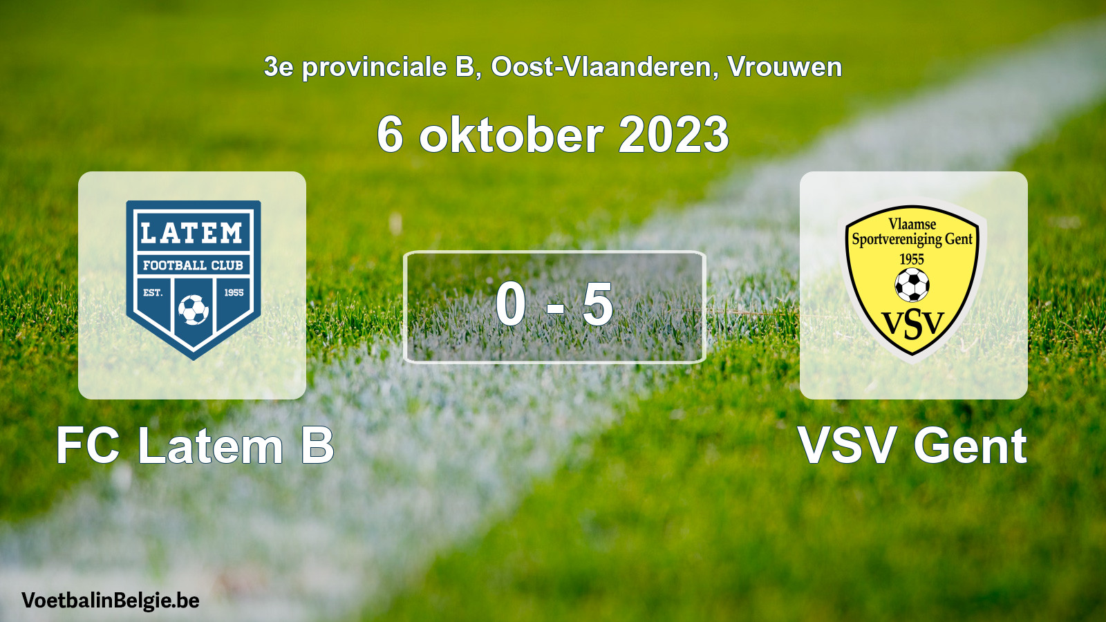 Gespeelde wedstrijd vrouwenvoetbal: FC Latem B - VSV Gent 0 - 5 (6 oktober 2023)