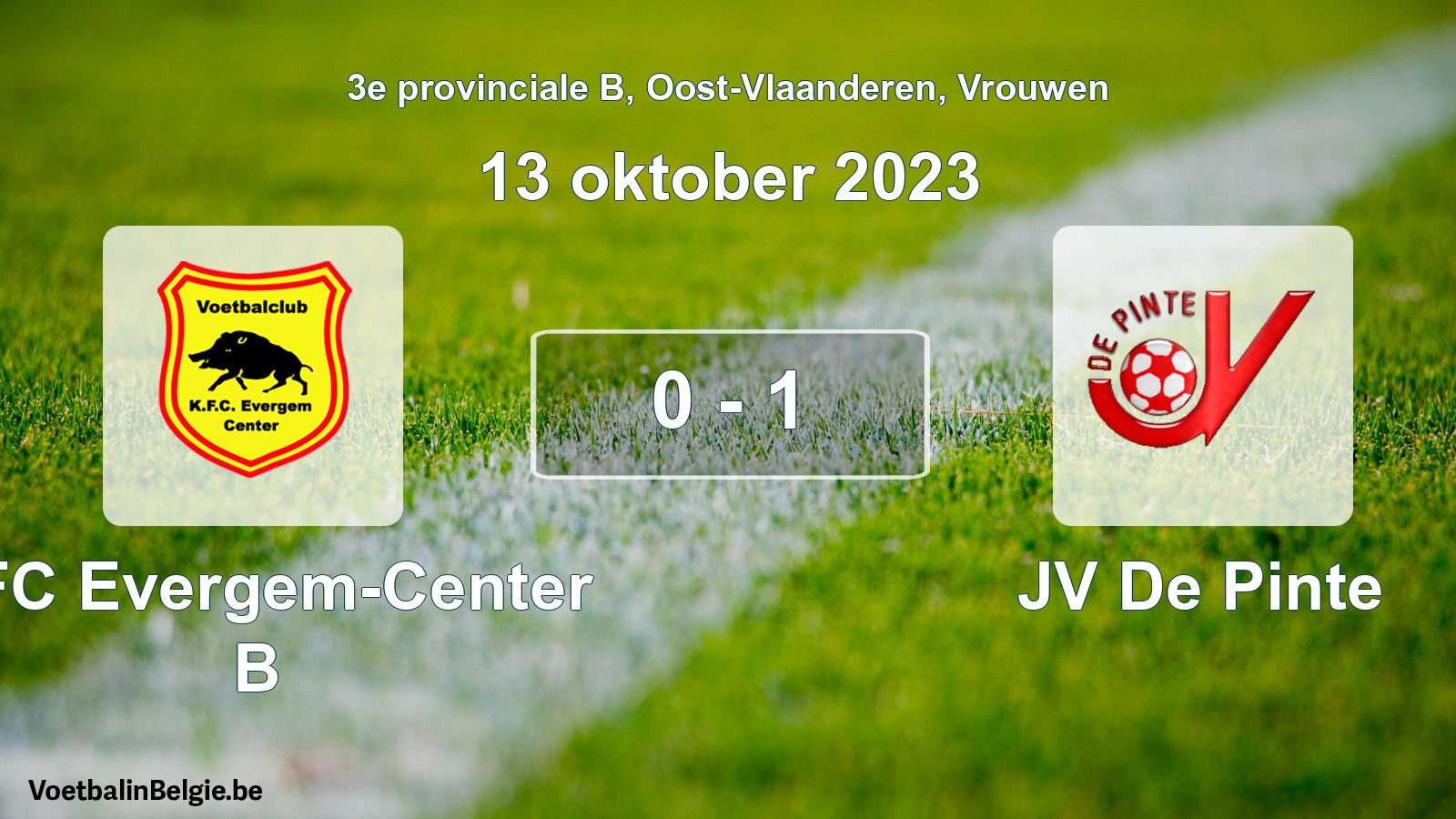 Gespeelde wedstrijd vrouwenvoetbal: KFC Evergem-Center B - JV De Pinte 0 - 1 (13 oktober 2023)