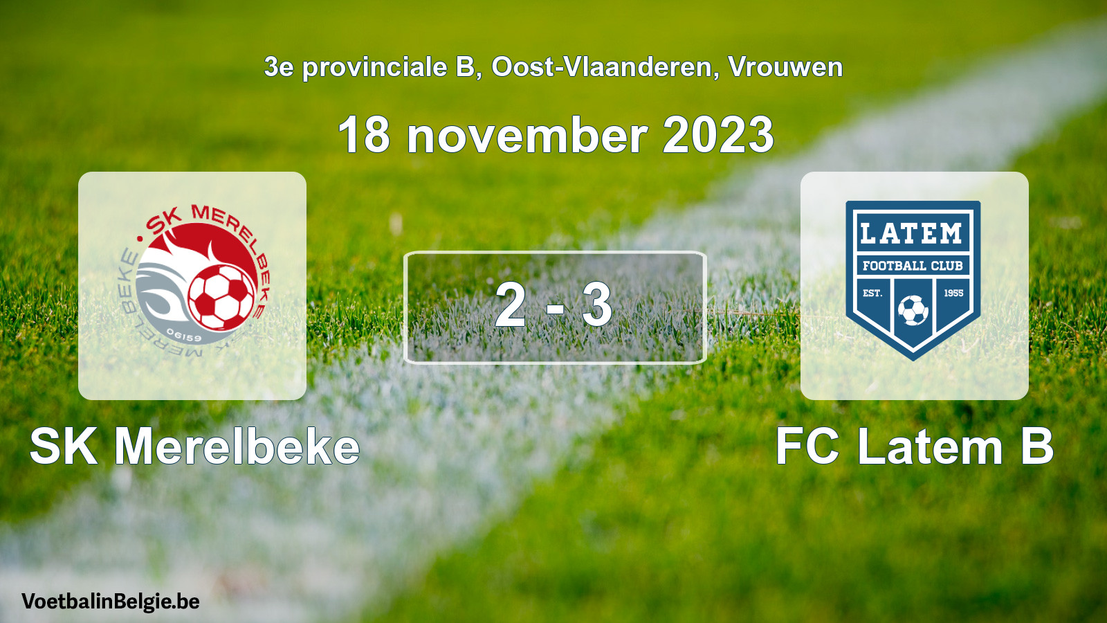Gespeelde wedstrijd vrouwenvoetbal: SK Merelbeke - FC Latem B 2 - 3 (18 november 2023)