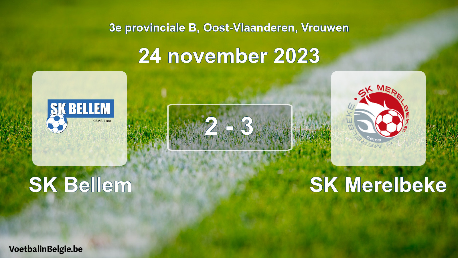 Gespeelde wedstrijd vrouwenvoetbal: SK Bellem - SK Merelbeke 2 - 3 (24 november 2023)