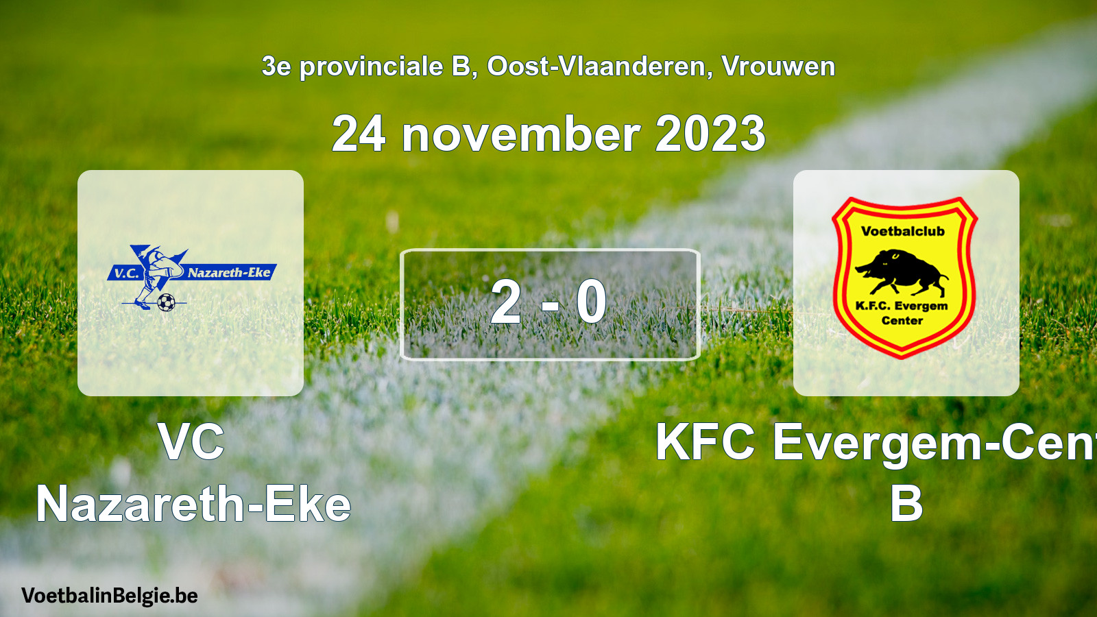 Played match women football: VC Nazareth-Eke - KFC Evergem-Center B 2 - 0 (24 November 2023)