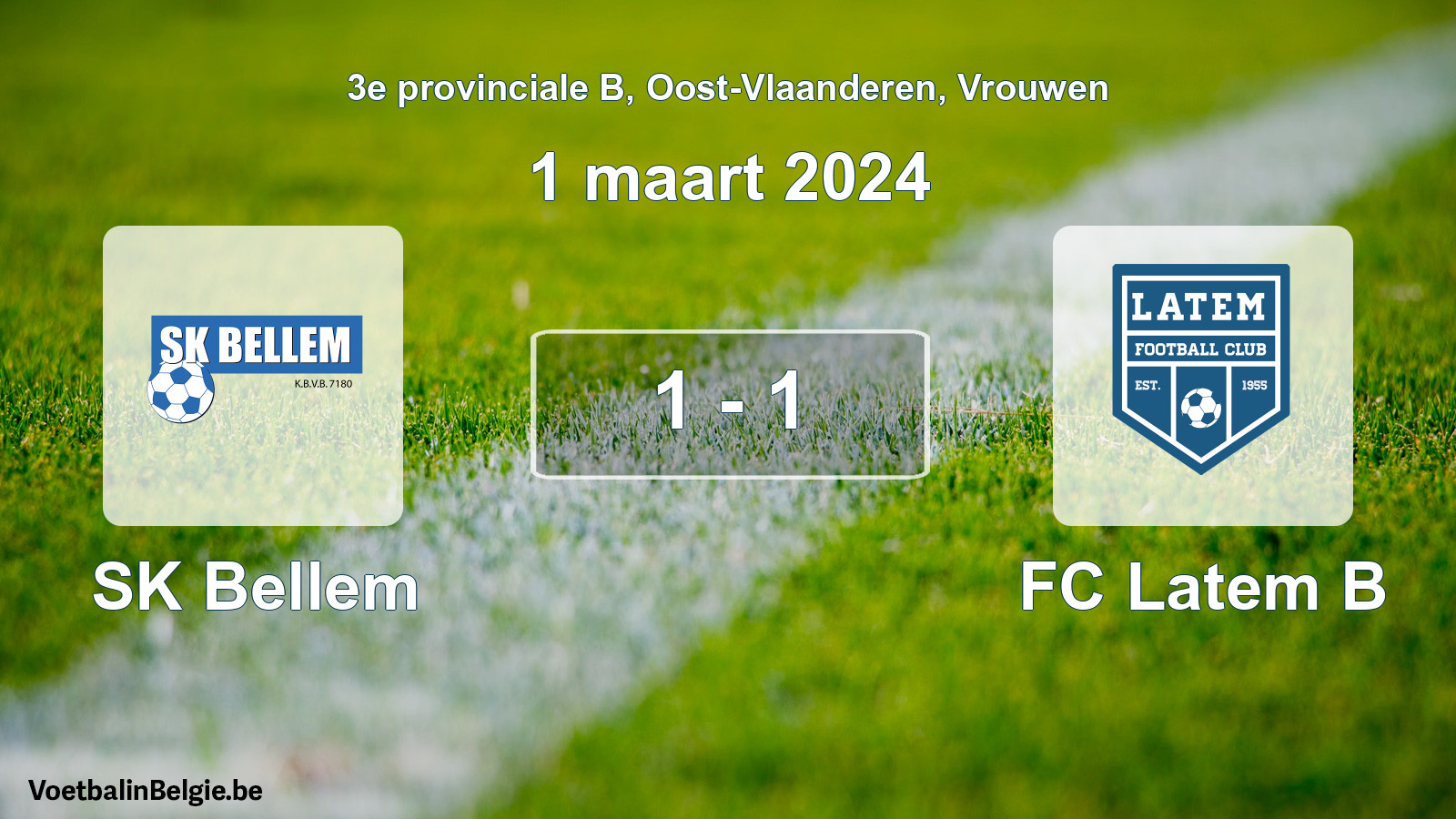 Gespeelde wedstrijd vrouwenvoetbal: SK Bellem - FC Latem B 1 - 1 (1 maart 2024)