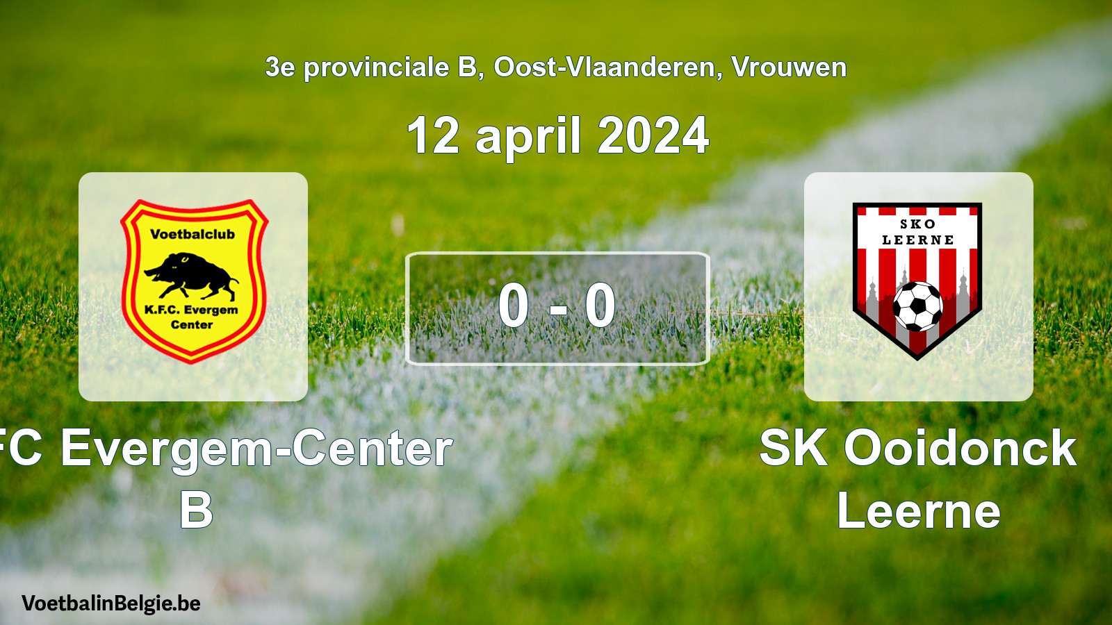 Gespeelde wedstrijd vrouwenvoetbal: KFC Evergem-Center B - SK Ooidonck Leerne 0 - 0 (12 april 2024)