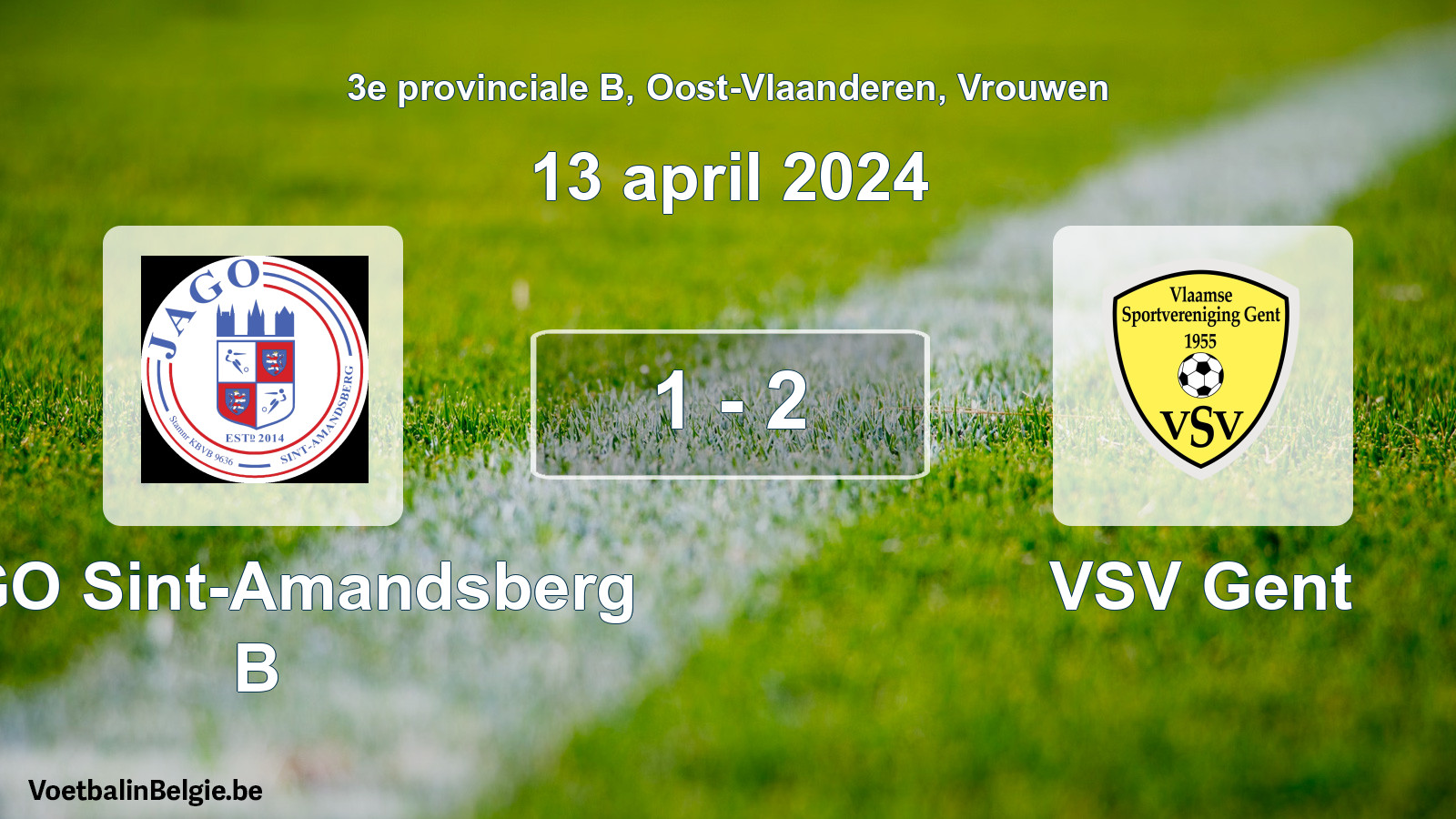 Gespeelde wedstrijd vrouwenvoetbal: JAGO Sint-Amandsberg B - VSV Gent 1 - 2 (13 april 2024)