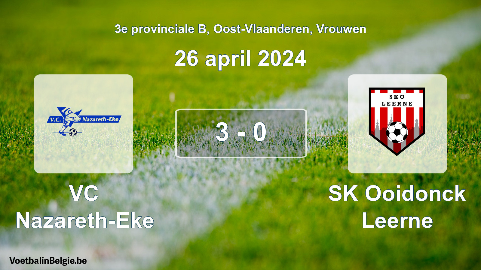 Gespeelde wedstrijd vrouwenvoetbal: VC Nazareth-Eke - SK Ooidonck Leerne 3 - 0 (26 april 2024)