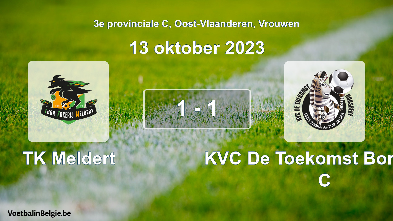 Gespeelde wedstrijd vrouwenvoetbal: TK Meldert - KVC De Toekomst Borsbeke C 1 - 1 (13 oktober 2023)
