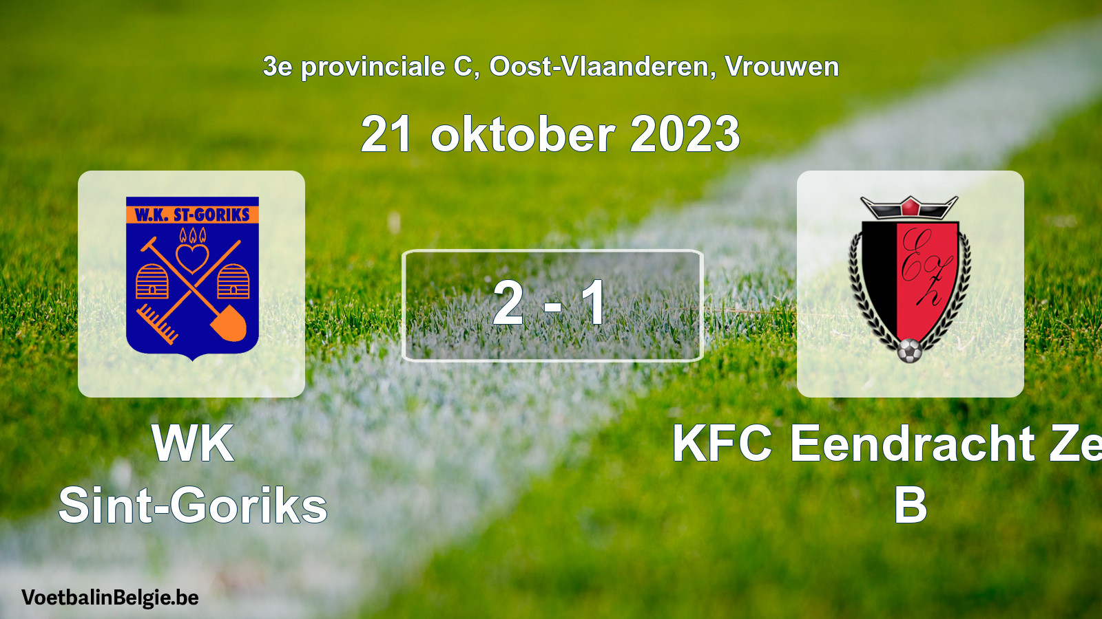 Gespeelde wedstrijd vrouwenvoetbal: WK Sint-Goriks - KFC Eendracht Zele B 2 - 1 (21 oktober 2023)