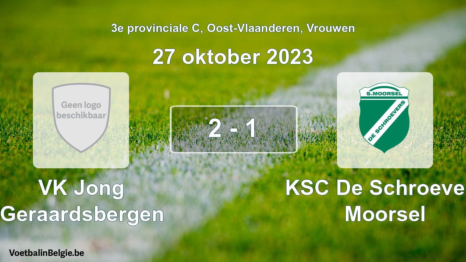 Gespeelde wedstrijd vrouwenvoetbal: VK Jong Geraardsbergen - KSC De Schroevers Moorsel 2 - 1 (27 oktober 2023)