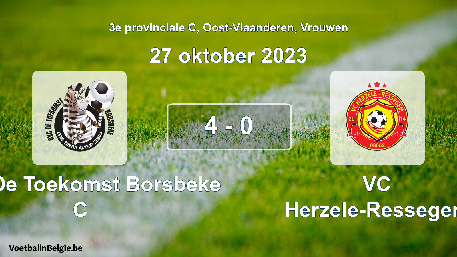 Gespeelde wedstrijd vrouwenvoetbal: KVC De Toekomst Borsbeke C - VC Herzele-Ressegem 4 - 0 (27 oktober 2023)