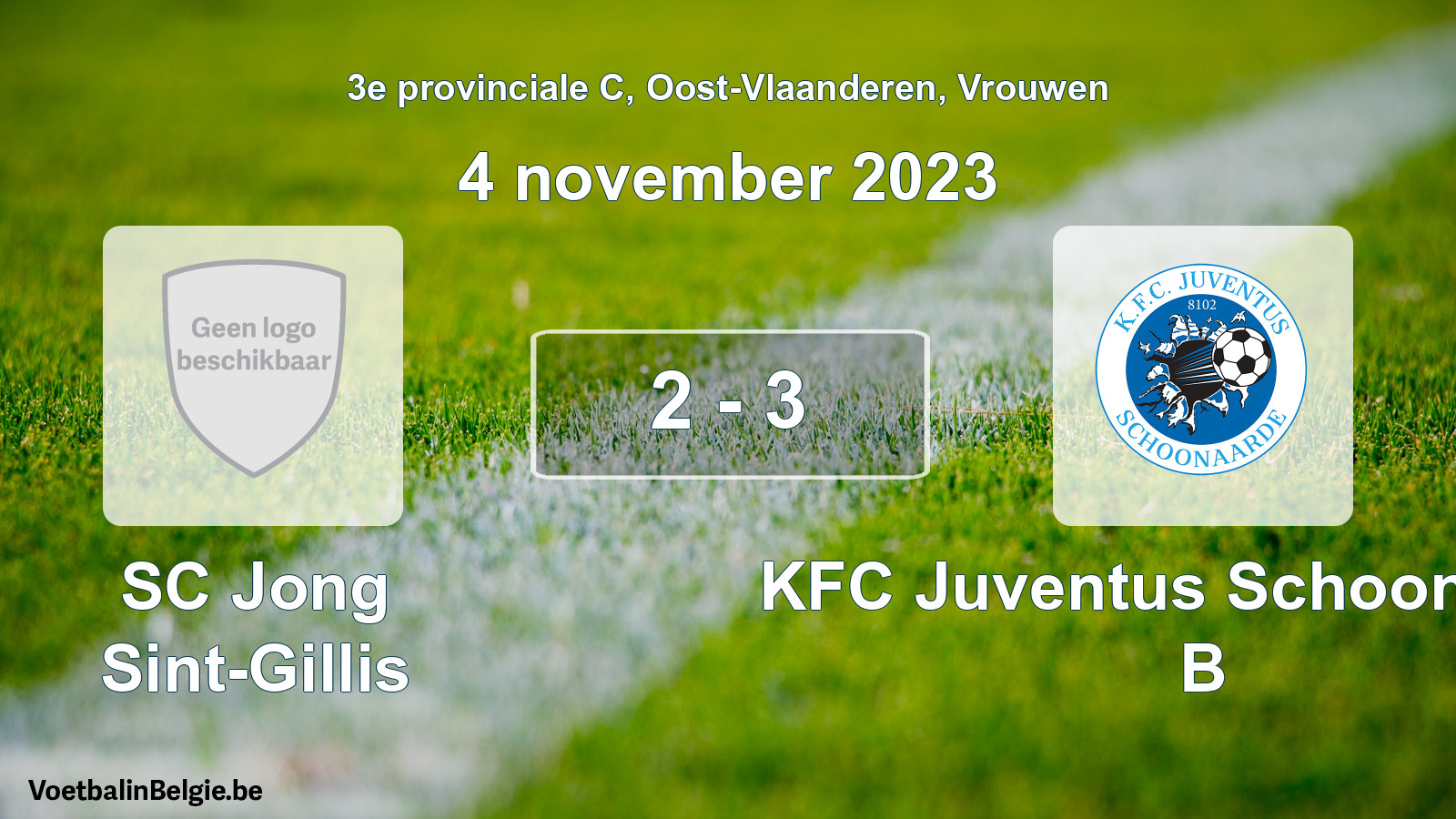 Gespeelde wedstrijd vrouwenvoetbal: SC Jong Sint-Gillis - KFC Juventus Schoonaarde B 2 - 3 (4 november 2023)