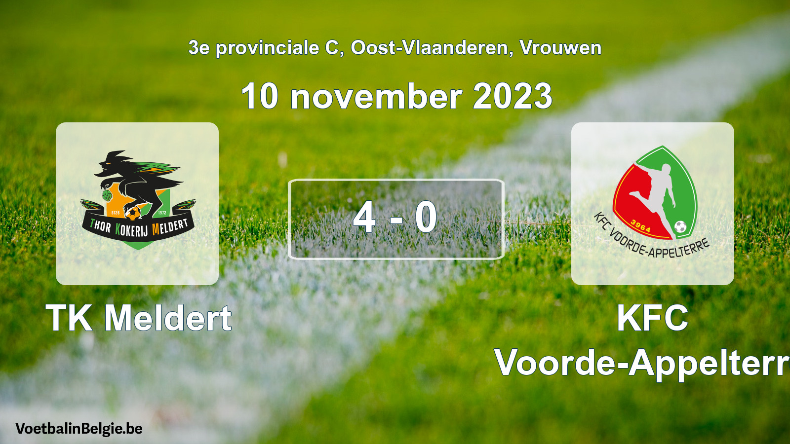 Gespeelde wedstrijd vrouwenvoetbal: TK Meldert - KFC Voorde-Appelterre 4 - 0 (10 november 2023)