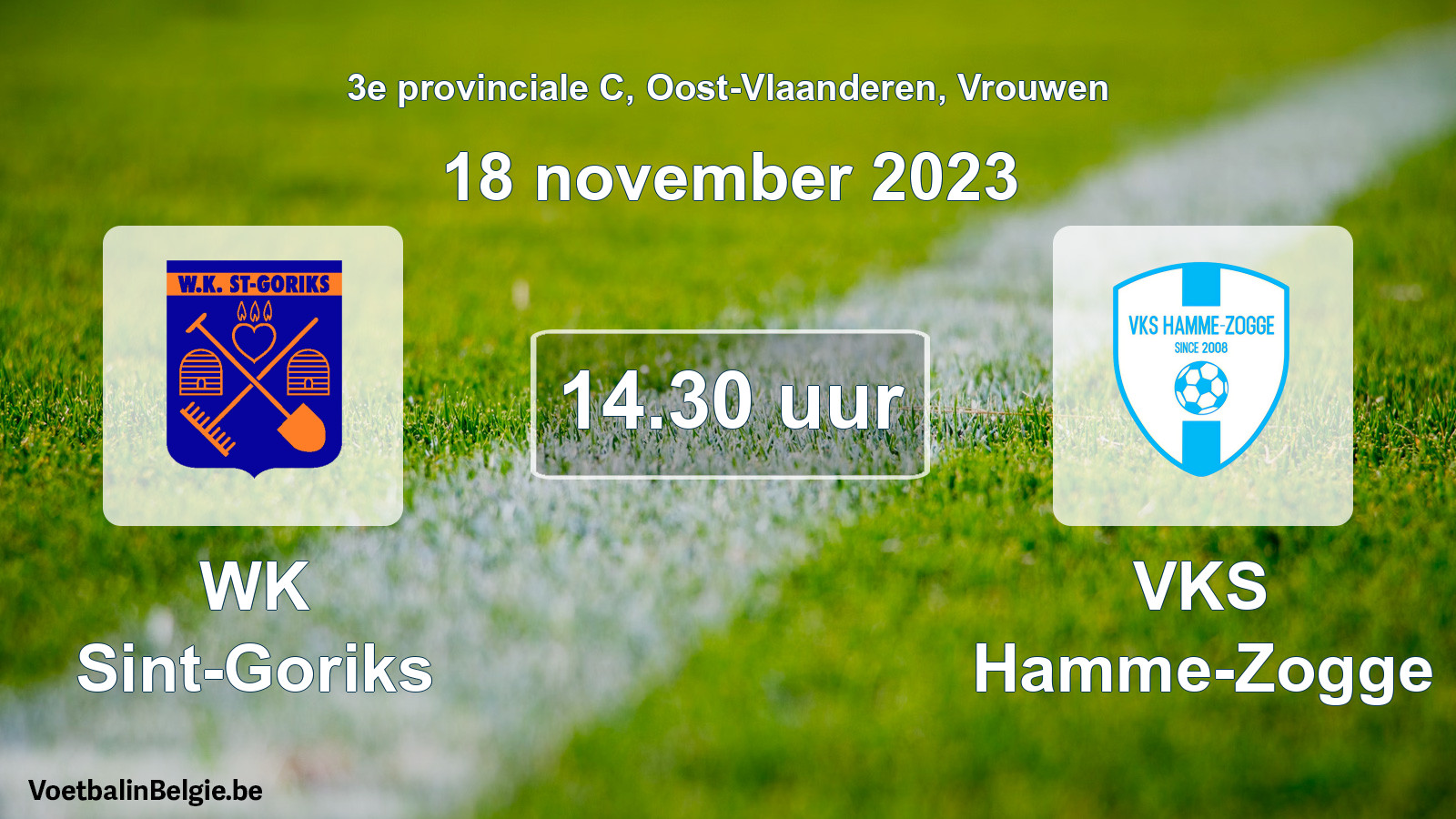 Scheduled match women football: WK Sint-Goriks - VKS Hamme-Zogge (18 November 2023)