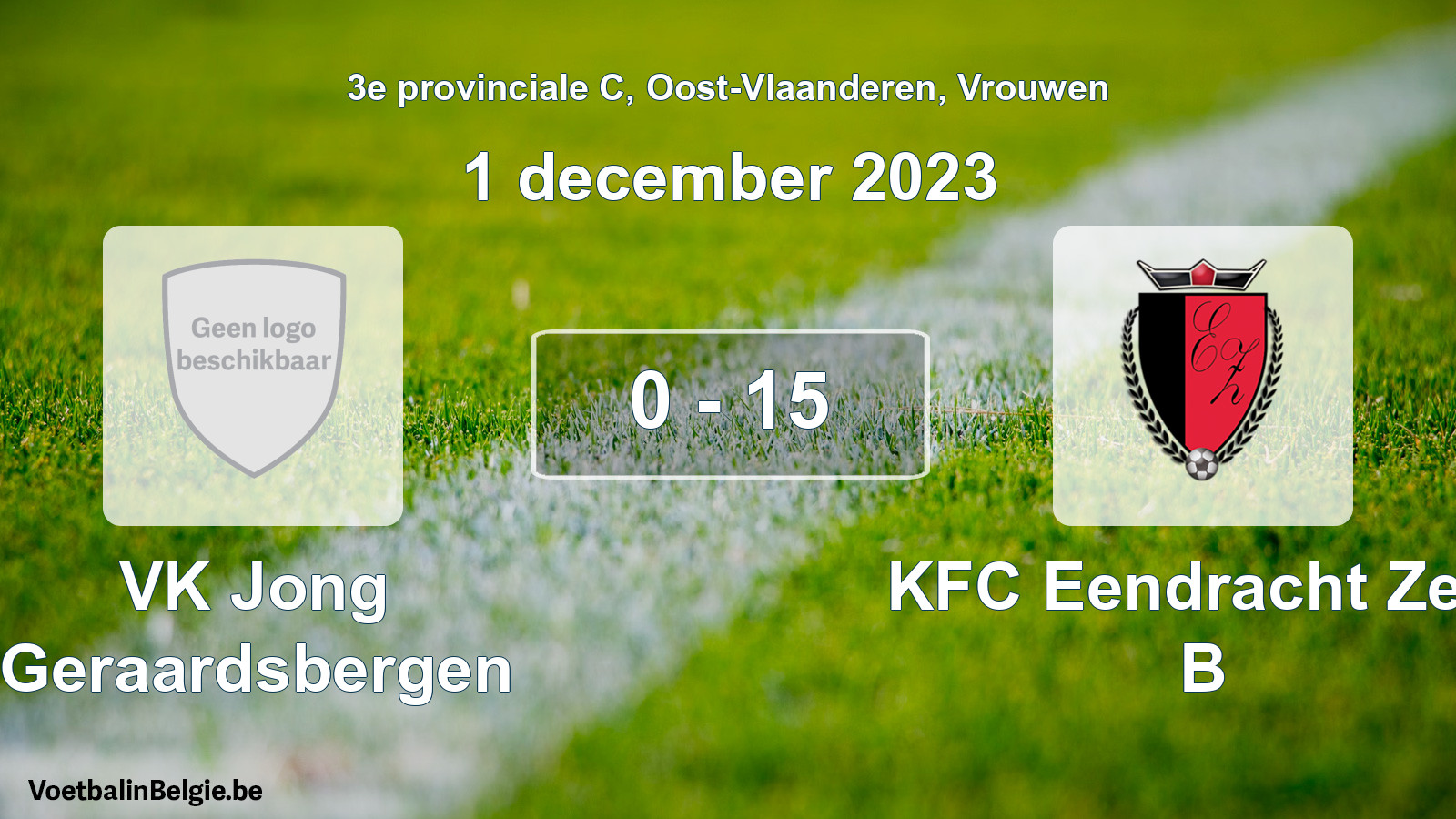 Gespeelde wedstrijd vrouwenvoetbal: VK Jong Geraardsbergen - KFC Eendracht Zele B 0 - 15 (1 december 2023)