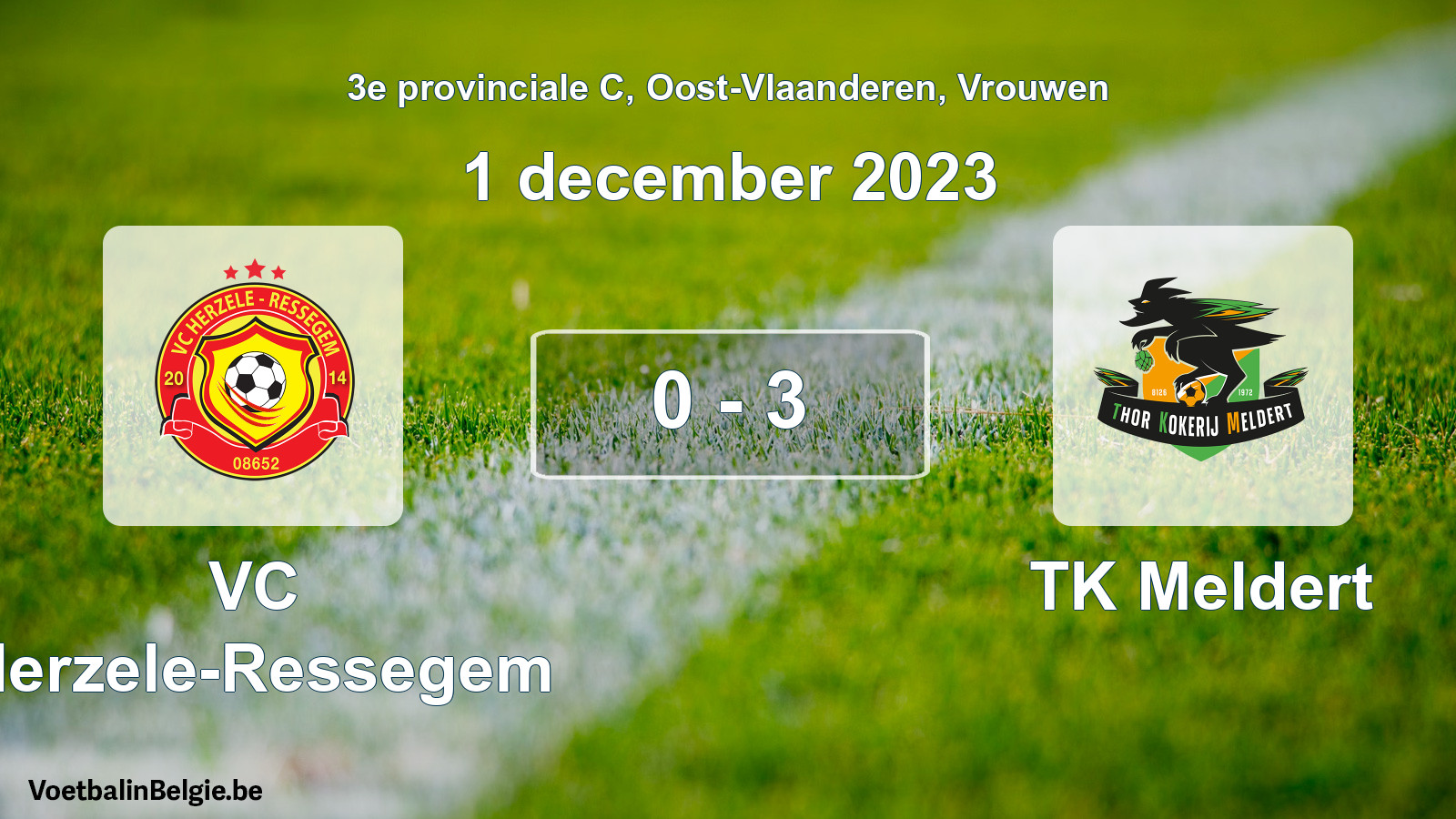 Gespeelde wedstrijd vrouwenvoetbal: VC Herzele-Ressegem - TK Meldert 0 - 3 (1 december 2023)
