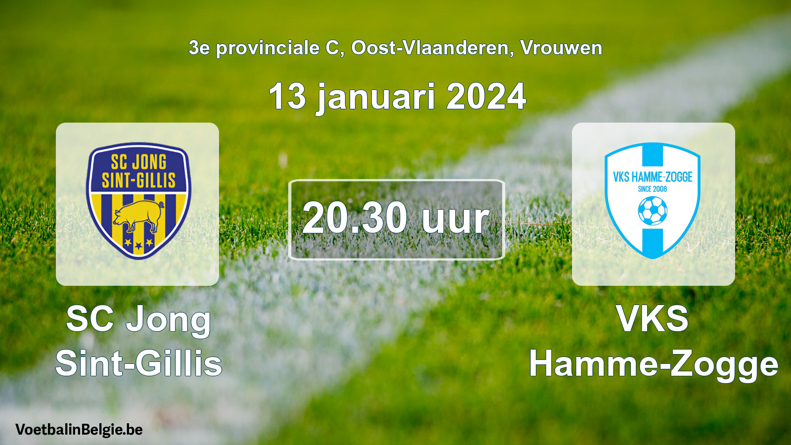 Match prévu football femmes: SC Jong Sint-Gillis - VKS Hamme-Zogge (13 janvier 2024)