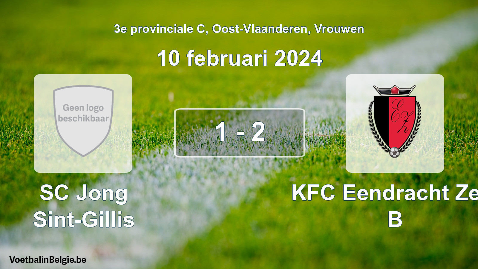 Gespeelde wedstrijd vrouwenvoetbal: SC Jong Sint-Gillis - KFC Eendracht Zele B 1 - 2 (10 februari 2024)