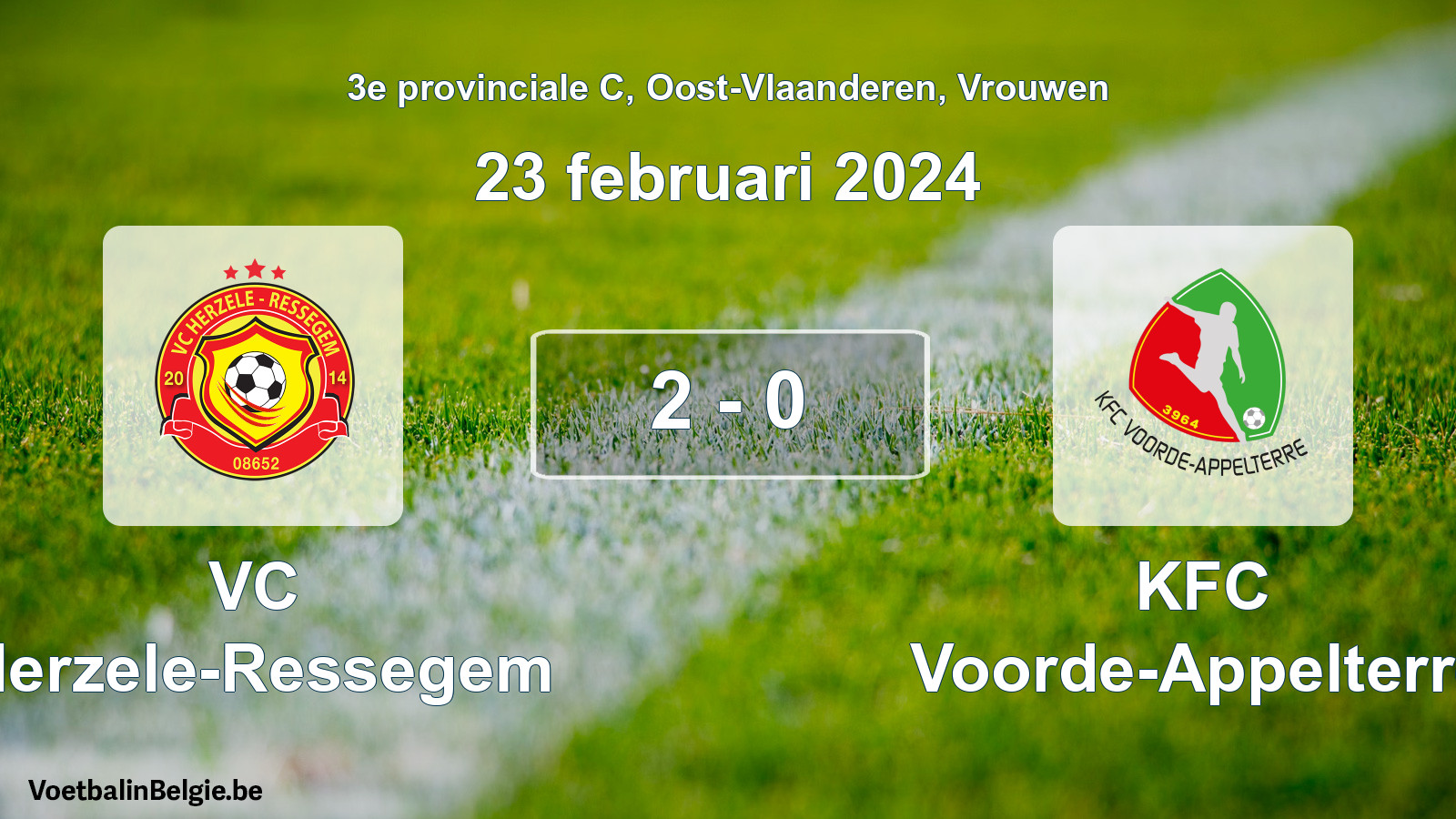 Gespeelde wedstrijd vrouwenvoetbal: VC Herzele-Ressegem - KFC Voorde-Appelterre 2 - 0 (23 februari 2024)