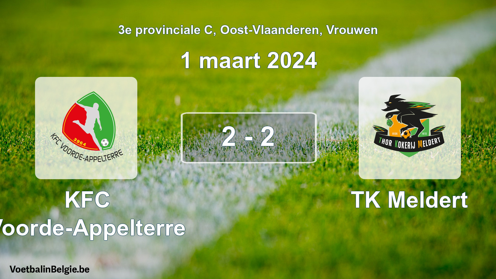Gespeelde wedstrijd vrouwenvoetbal: KFC Voorde-Appelterre - TK Meldert 2 - 2 (1 maart 2024)