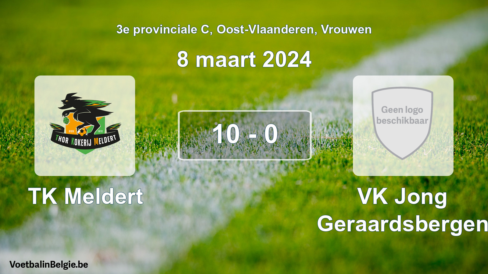 Gespeelde wedstrijd vrouwenvoetbal: TK Meldert - VK Jong Geraardsbergen 10 - 0 (8 maart 2024)