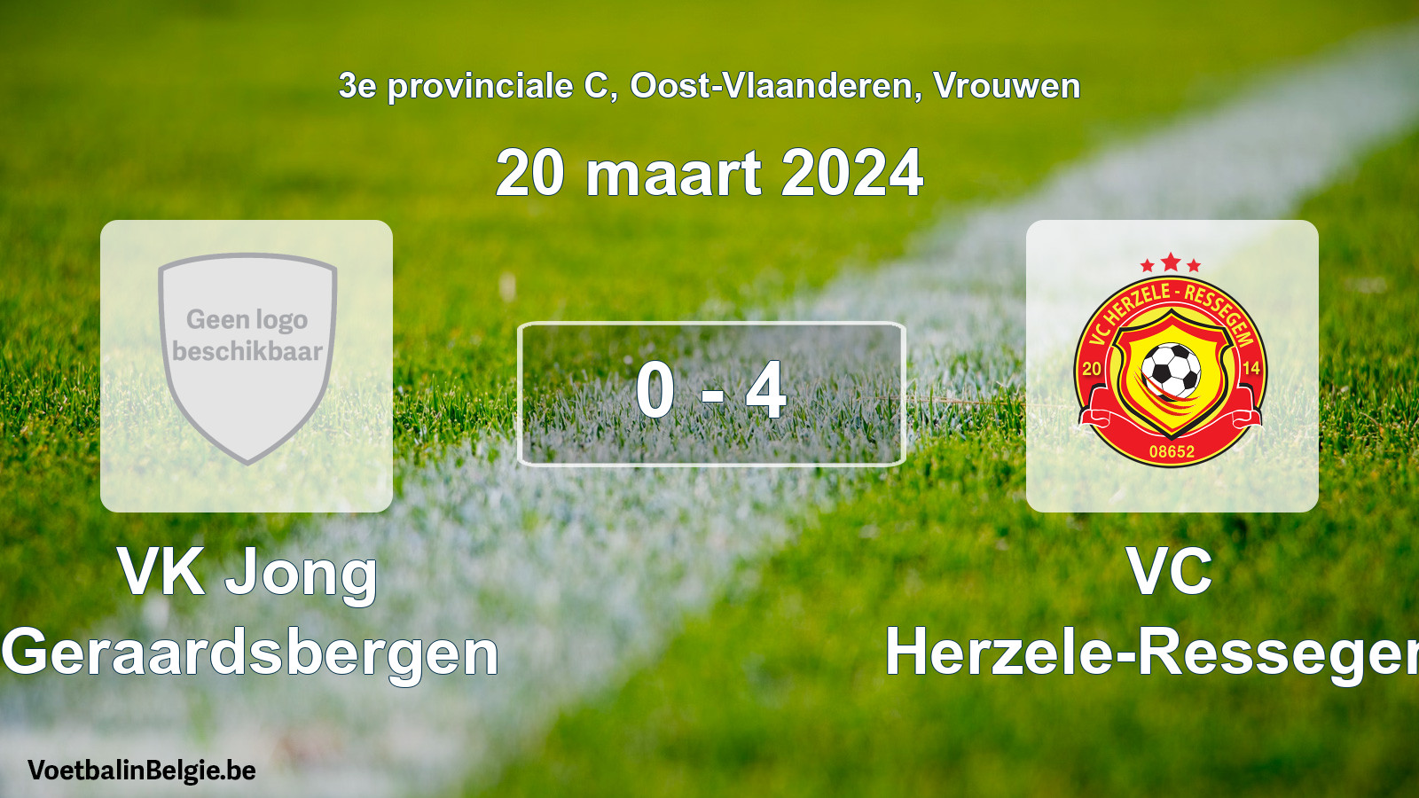 Gespeelde wedstrijd vrouwenvoetbal: VK Jong Geraardsbergen - VC Herzele-Ressegem 0 - 4 (20 maart 2024)