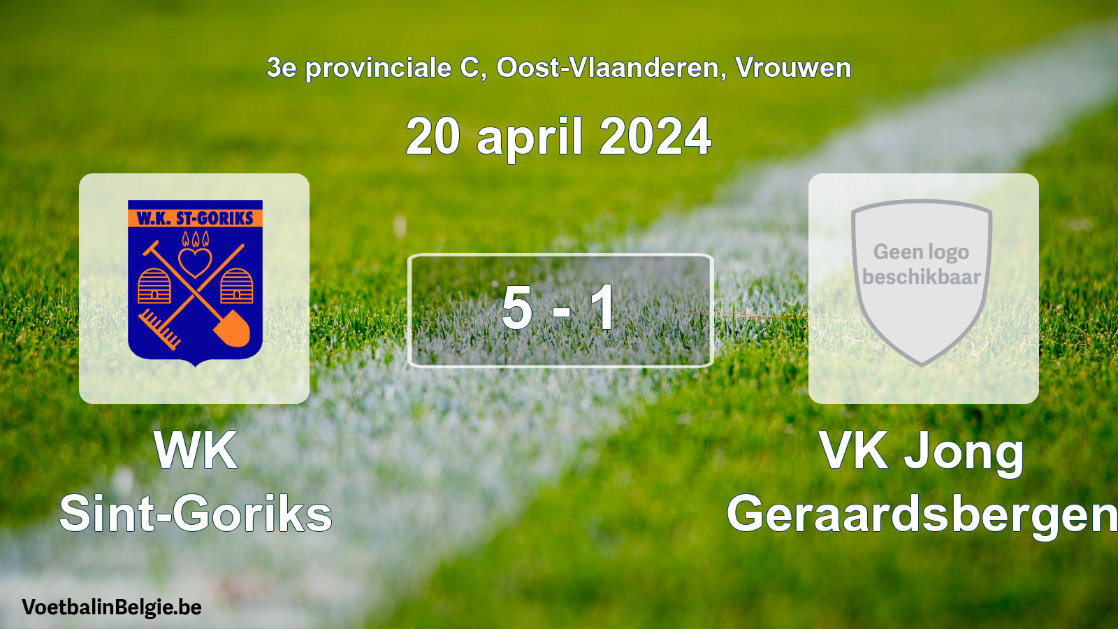 Gespeelde wedstrijd vrouwenvoetbal: WK Sint-Goriks - VK Jong Geraardsbergen 5 - 1 (20 april 2024)