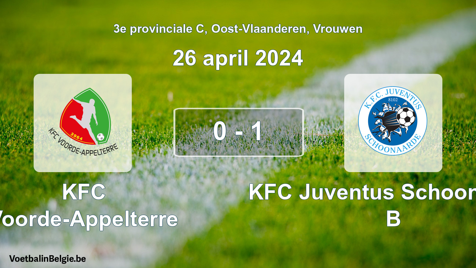 Gespeelde wedstrijd vrouwenvoetbal: KFC Voorde-Appelterre - KFC Juventus Schoonaarde B 0 - 1 (26 april 2024)
