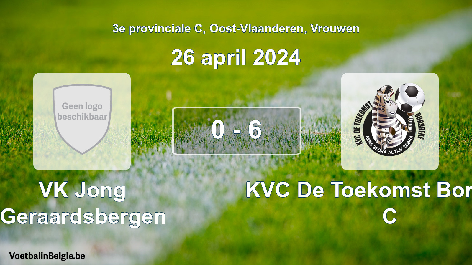 Gespeelde wedstrijd vrouwenvoetbal: VK Jong Geraardsbergen - KVC De Toekomst Borsbeke C 0 - 6 (26 april 2024)