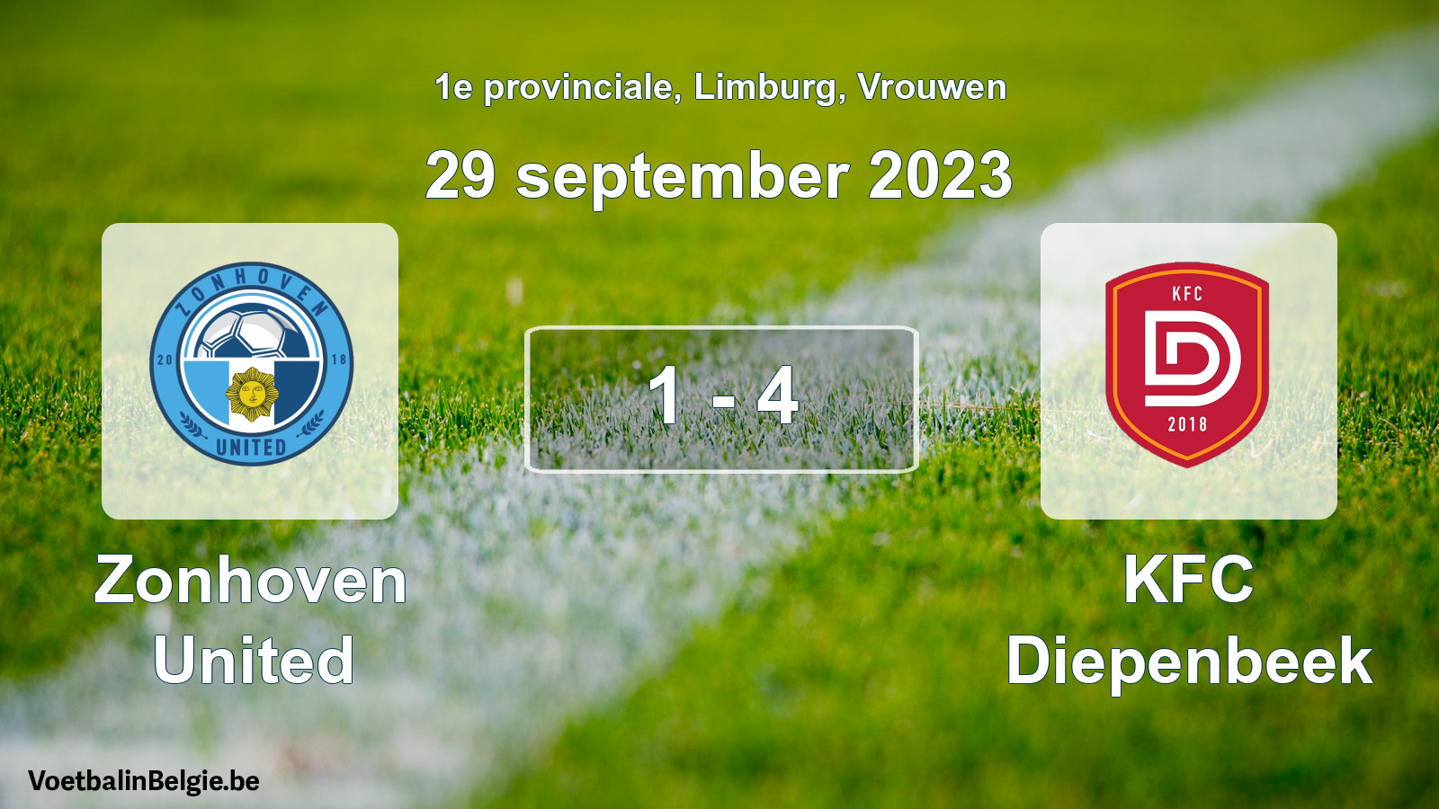 Gespeelde wedstrijd vrouwenvoetbal: Zonhoven United - KFC Diepenbeek 1 - 4 (29 september 2023)