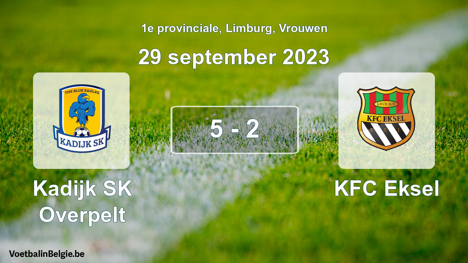 Gespeelde wedstrijd vrouwenvoetbal: Kadijk SK Overpelt - KFC Eksel 5 - 2 (29 september 2023)