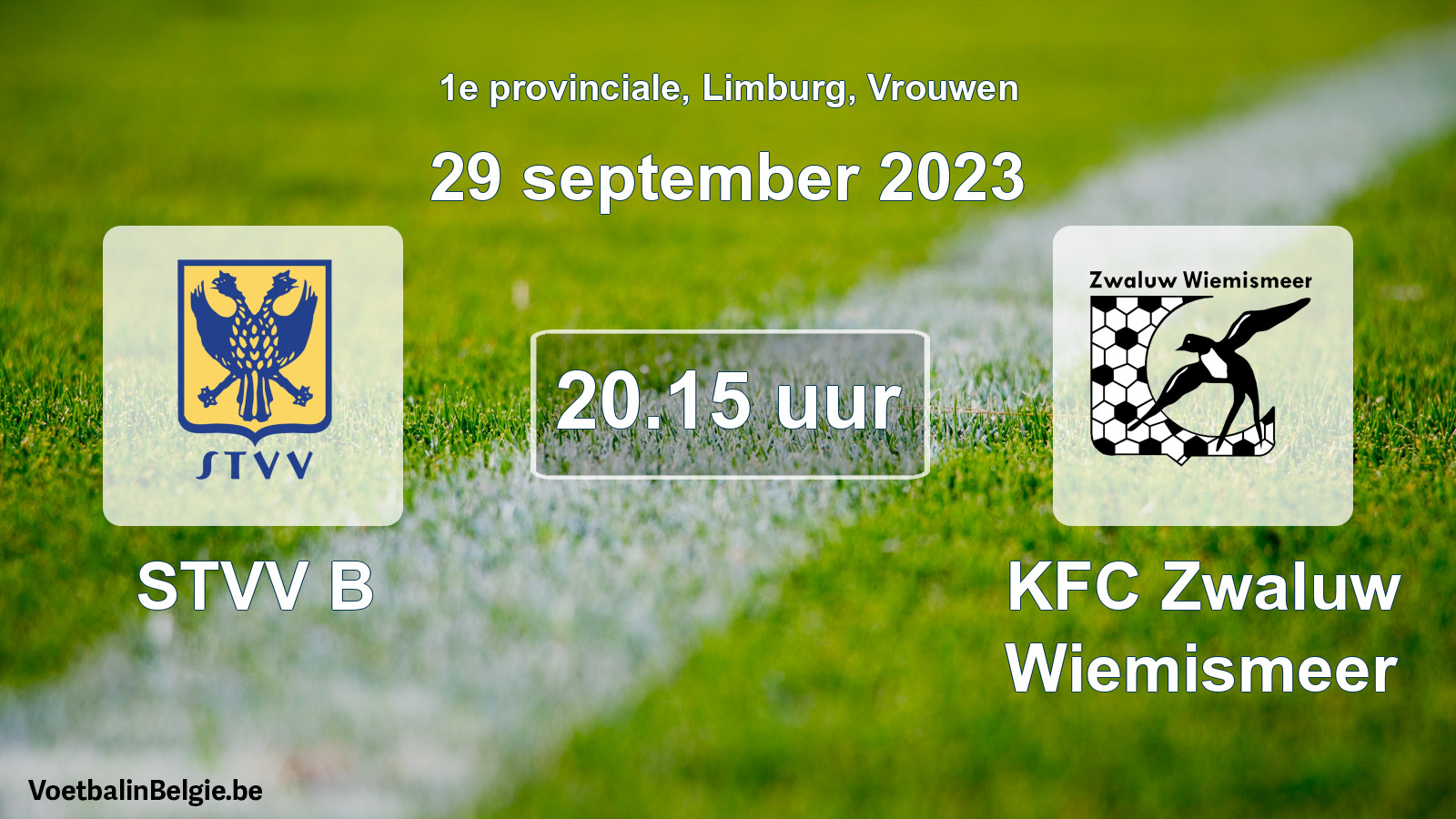 Geplande wedstrijd vrouwenvoetbal: STVV B - KFC Zwaluw Wiemismeer (29 september 2023)