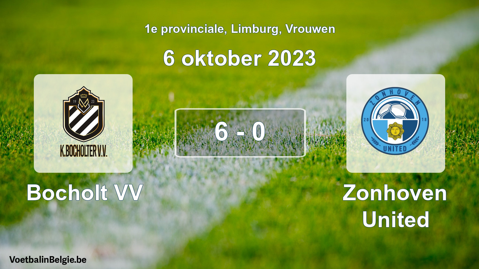 Played match women football: Bocholt VV - Zonhoven United 6 - 0 (6 October 2023)