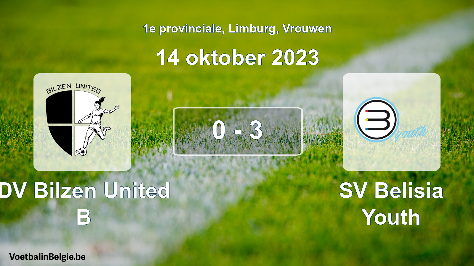 Gespeelde wedstrijd vrouwenvoetbal: DV Bilzen United B - SV Belisia Youth 0 - 3 (14 oktober 2023)