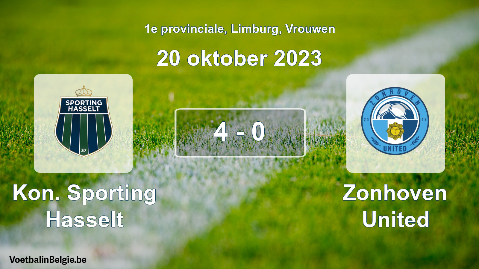 Gespeelde wedstrijd vrouwenvoetbal: Kon. Sporting Hasselt - Zonhoven United 4 - 0 (20 oktober 2023)