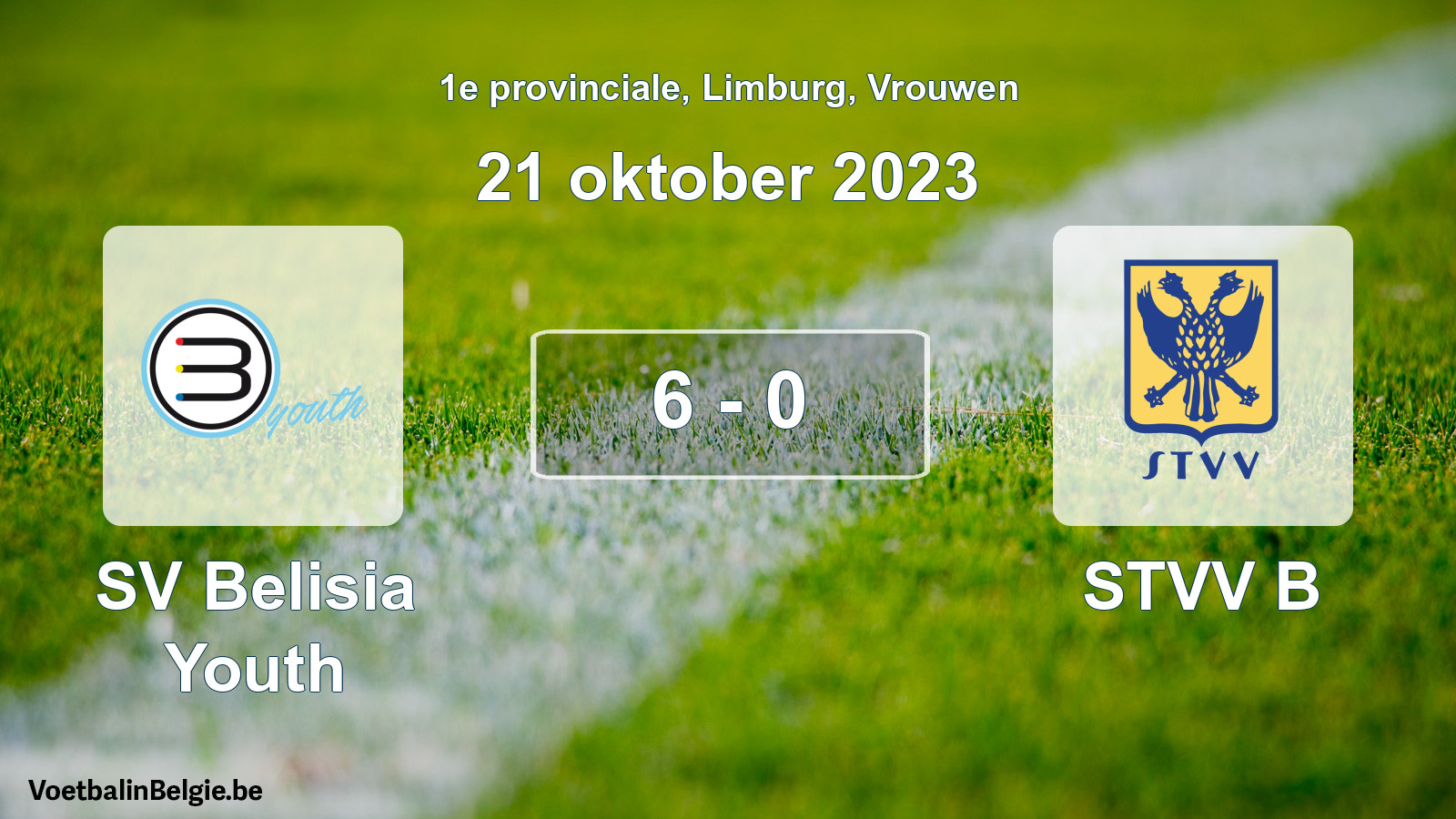 Gespeelde wedstrijd vrouwenvoetbal: SV Belisia Youth - STVV B 6 - 0 (21 oktober 2023)