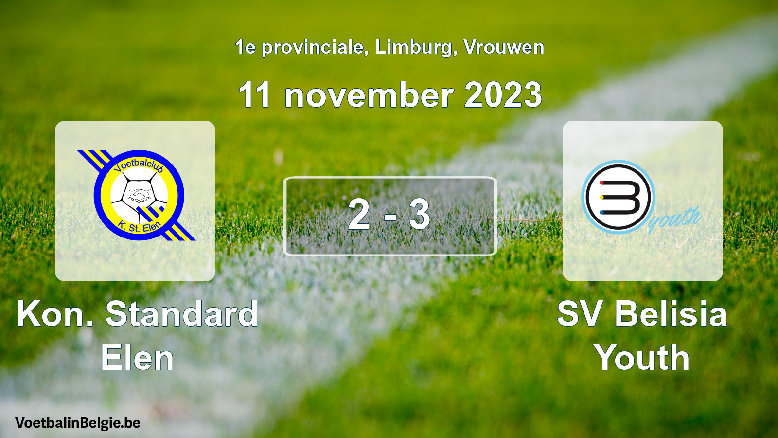 Gespeelde wedstrijd vrouwenvoetbal: Kon. Standard Elen - SV Belisia Youth 2 - 3 (11 november 2023)
