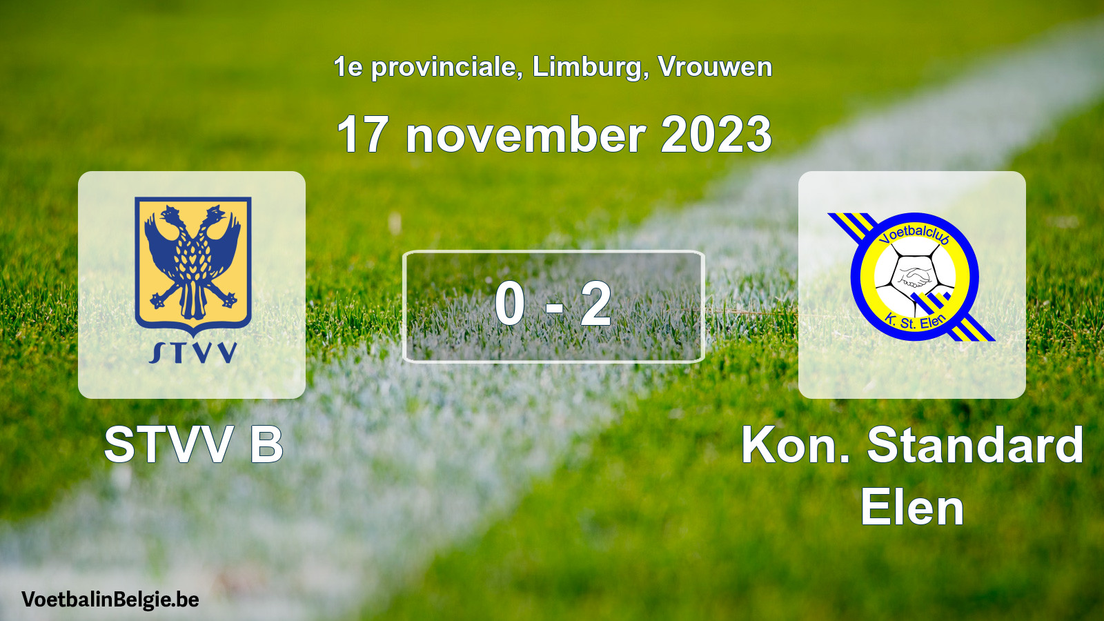 Gespeelde wedstrijd vrouwenvoetbal: STVV B - Kon. Standard Elen 0 - 2 (17 november 2023)