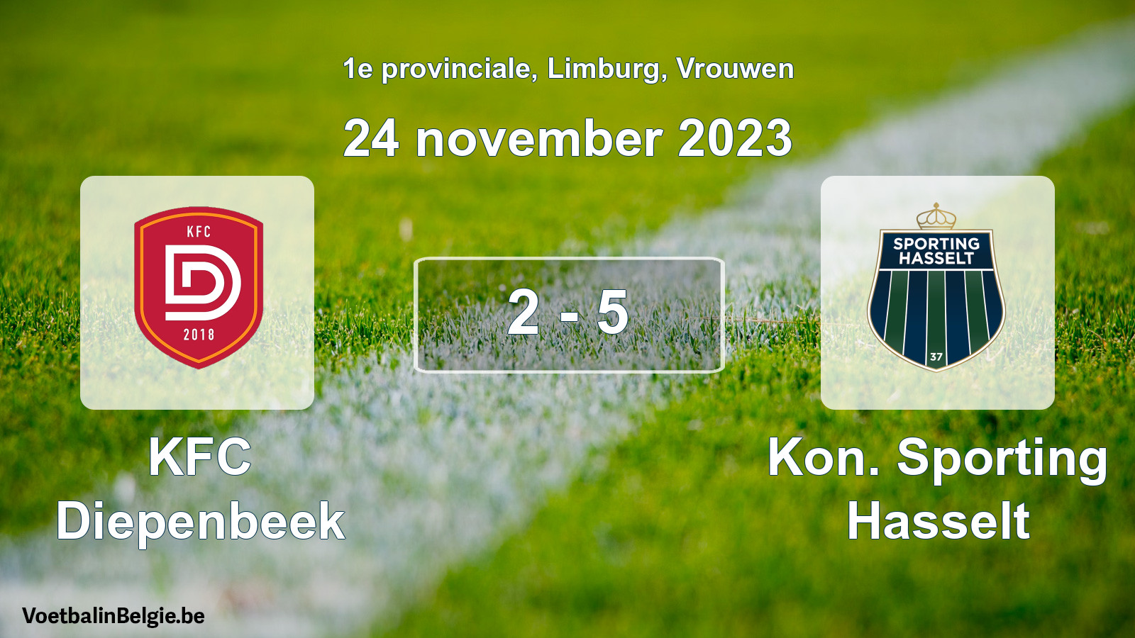 Gespeelde wedstrijd vrouwenvoetbal: KFC Diepenbeek - Kon. Sporting Hasselt 2 - 5 (24 november 2023)