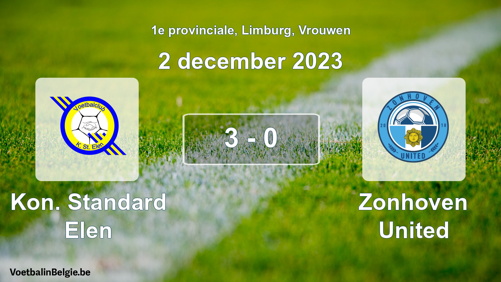 Gespeelde wedstrijd vrouwenvoetbal: Kon. Standard Elen - Zonhoven United 3 - 0 (2 december 2023)