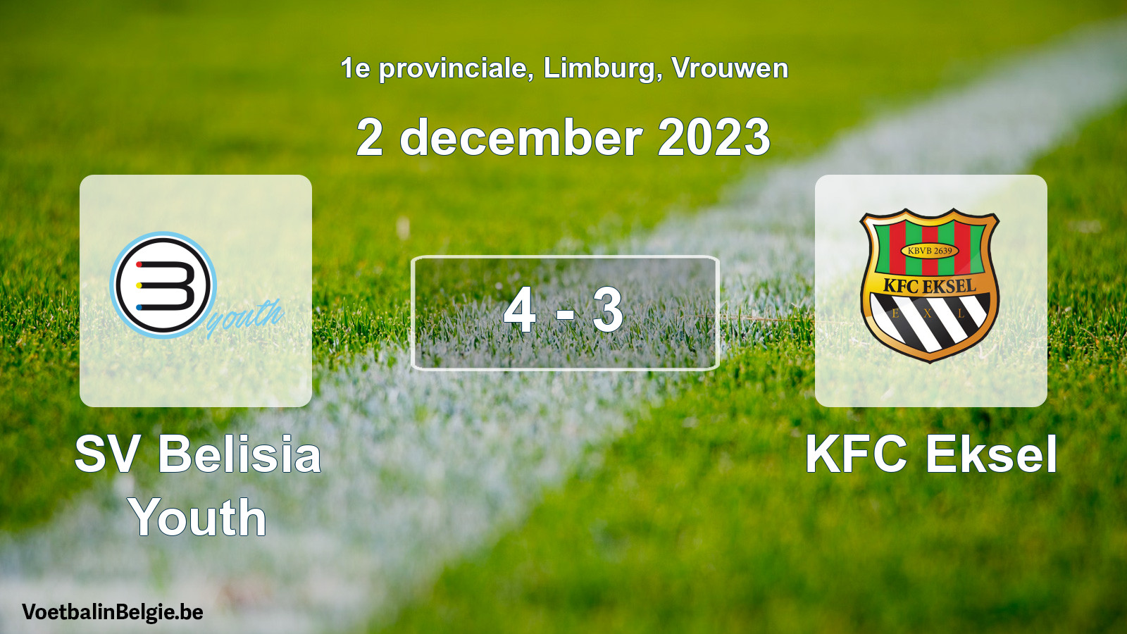 Gespeelde wedstrijd vrouwenvoetbal: SV Belisia Youth - KFC Eksel 4 - 3 (2 december 2023)