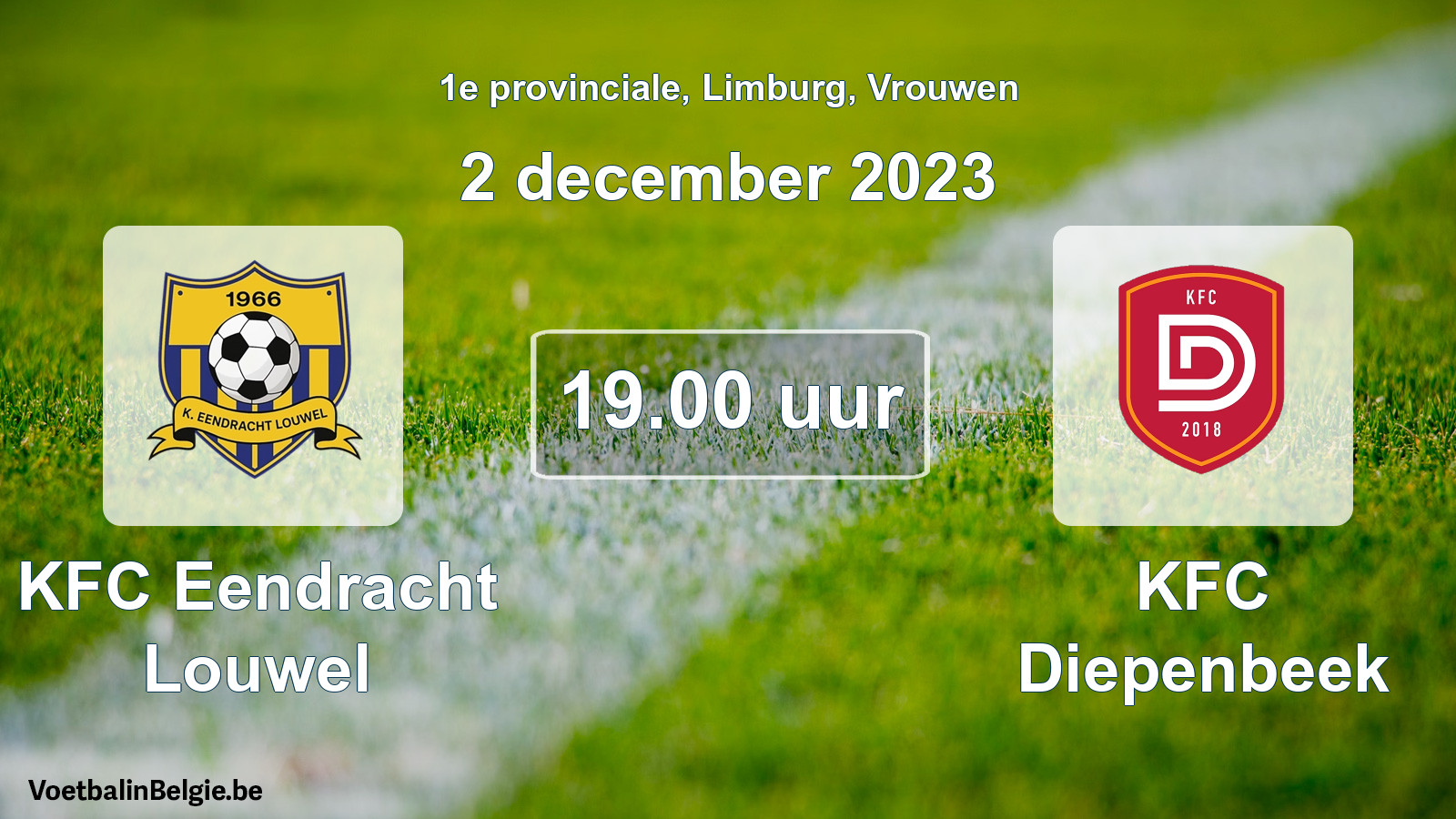 Match prévu football femmes: KFC Eendracht Louwel - KFC Diepenbeek (2 décembre 2023)