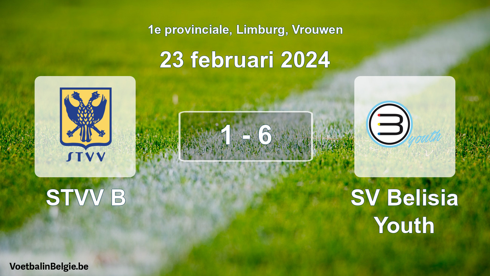 Gespeelde wedstrijd vrouwenvoetbal: STVV B - SV Belisia Youth 1 - 6 (23 februari 2024)