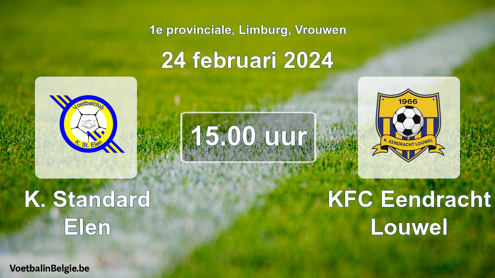 Match prévu football femmes: K. Standard Elen - KFC Eendracht Louwel (24 février 2024)