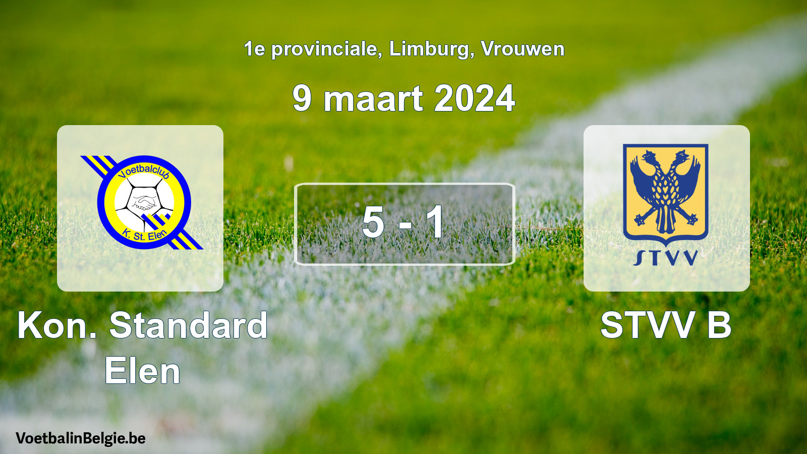 Gespeelde wedstrijd vrouwenvoetbal: Kon. Standard Elen - STVV B 5 - 1 (9 maart 2024)