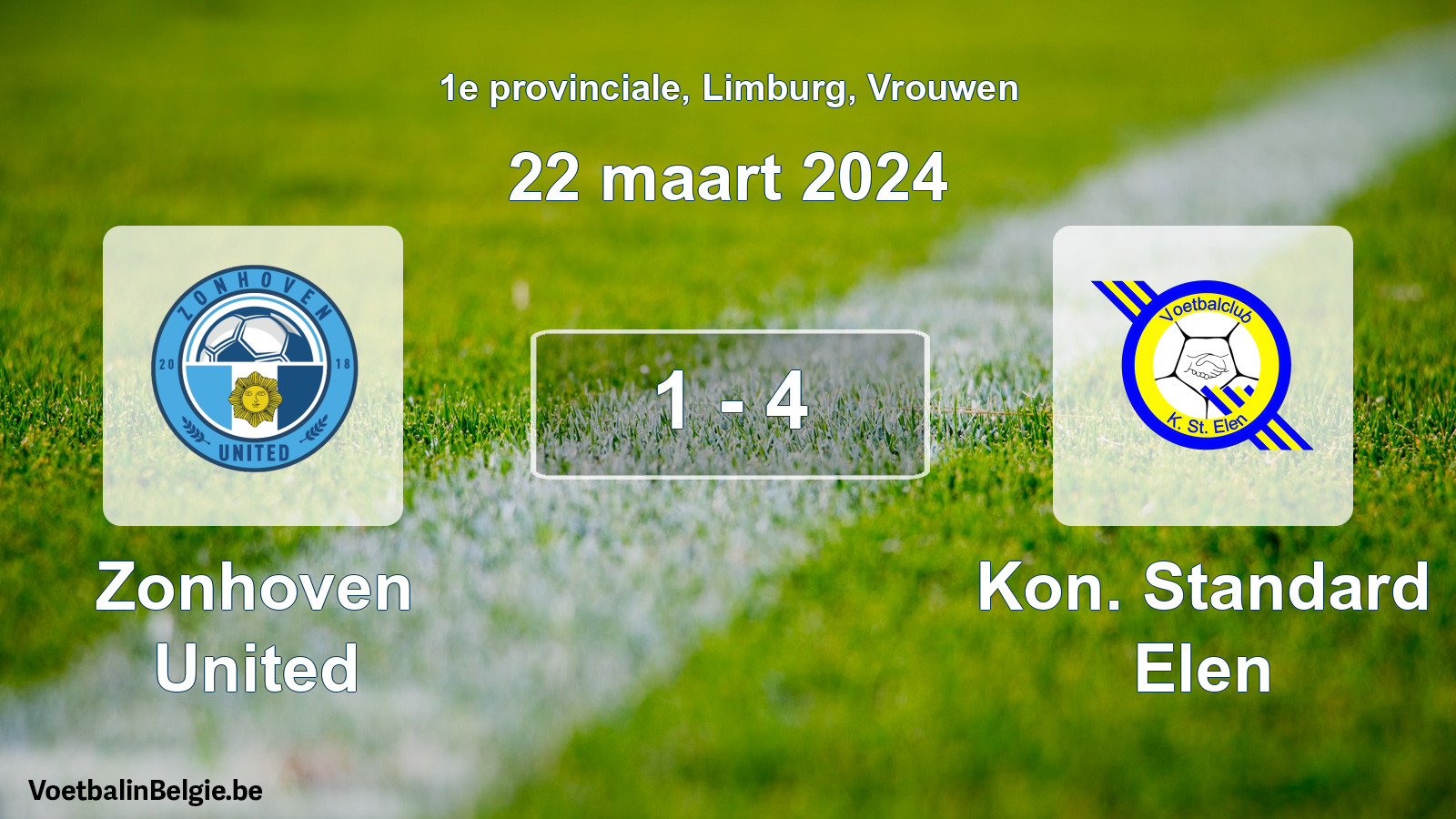 Gespeelde wedstrijd vrouwenvoetbal: Zonhoven United - Kon. Standard Elen 1 - 4 (22 maart 2024)