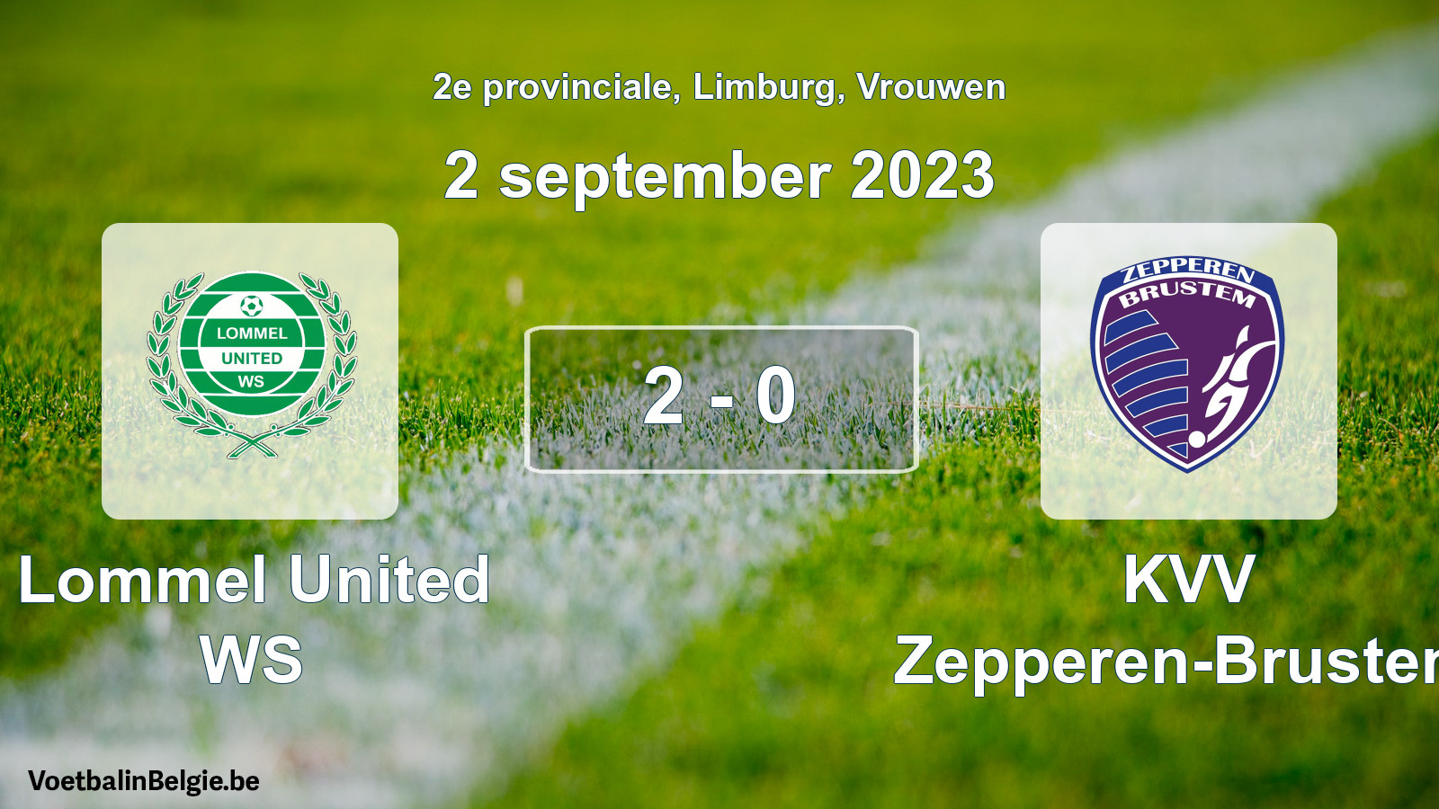 Played match women football: Lommel United WS - KVV Zepperen-Brustem 2 - 0 (2 September 2023)
