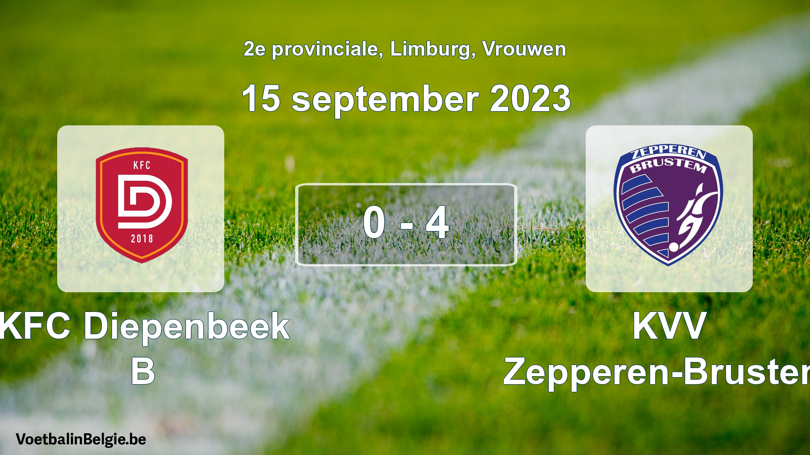 Gespeelde wedstrijd vrouwenvoetbal: KFC Diepenbeek B - KVV Zepperen-Brustem 0 - 4 (15 september 2023)